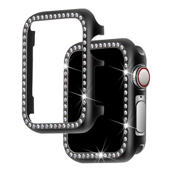 Grote foto drphone apple watch 1 2 3 42mm tpu bling case met kristal diamanten look beschermend frame zwart kleding dames horloges