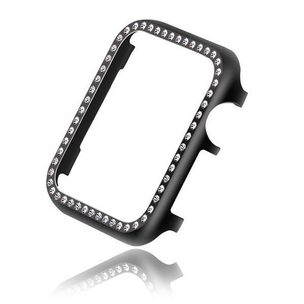 Grote foto drphone apple watch 1 2 3 42mm tpu bling case met kristal diamanten look beschermend frame zwart kleding dames horloges
