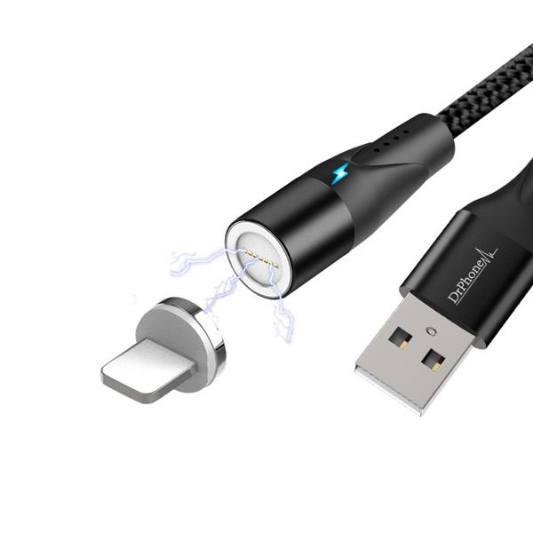 Grote foto drphone magnetische 360 lightning 3a usb kabel snel opladen dataoverdracht met led indicator telecommunicatie opladers en autoladers