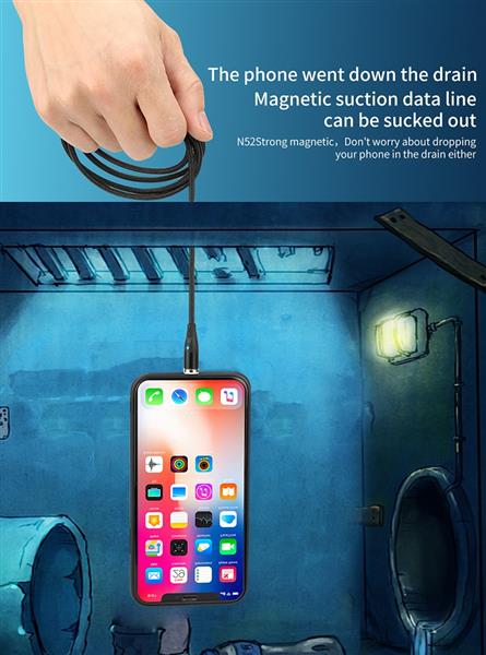 Grote foto drphone magnetische 360 lightning 3a usb kabel snel opladen dataoverdracht met led indicator telecommunicatie opladers en autoladers