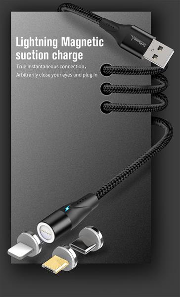 Grote foto drphone magnetische 360 lightning 3a usb kabel snel opladen dataoverdracht met led indicator telecommunicatie opladers en autoladers