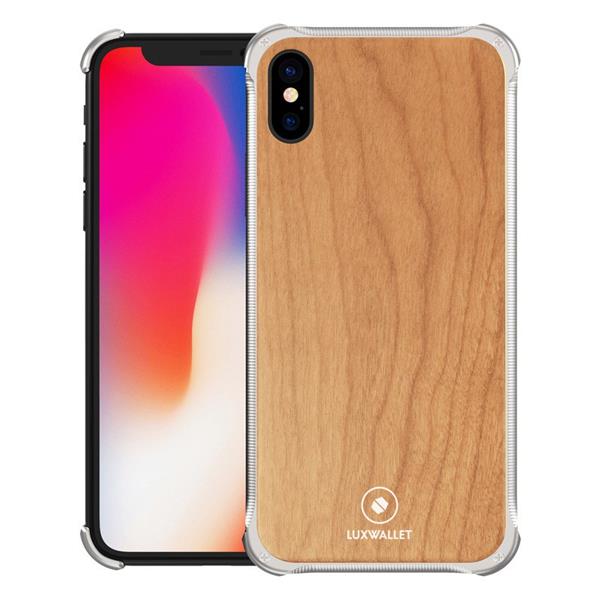 Grote foto luxwallet ronin iphone xs max silver cherrywood case houten hoes metalen behuizing met telecommunicatie mobieltjes