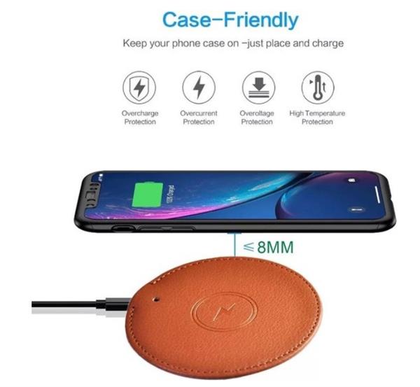 Grote foto drphone qla3 wireless qi 18w 9v 2a snellader draadloze lader pu leder voor o.a ios andro telecommunicatie opladers en autoladers