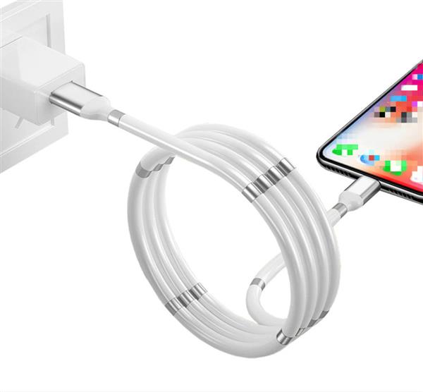 Grote foto drphone mag1 usb c 3a kabel type c magnetisch oprolsysteem 1 meter oplaadkabel wit telecommunicatie opladers en autoladers
