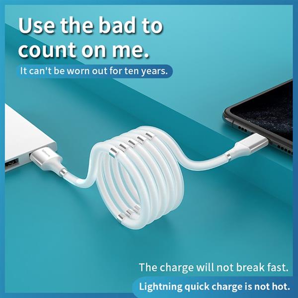 Grote foto drphone mag1 usb c 3a kabel type c magnetisch oprolsysteem 1 meter oplaadkabel wit telecommunicatie opladers en autoladers