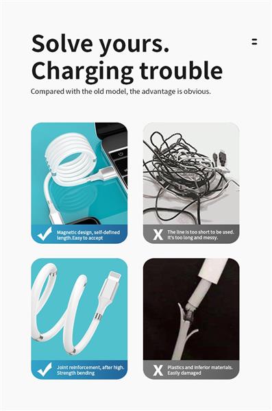 Grote foto drphone mag1 usb c 3a kabel type c magnetisch oprolsysteem 1 meter oplaadkabel wit telecommunicatie opladers en autoladers