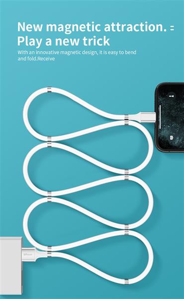 Grote foto drphone mag1 usb c 3a kabel type c magnetisch oprolsysteem 1 meter oplaadkabel wit telecommunicatie opladers en autoladers