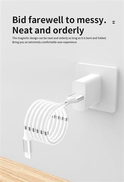 Grote foto drphone mag1 usb c 3a kabel type c magnetisch oprolsysteem 1 meter oplaadkabel wit telecommunicatie opladers en autoladers
