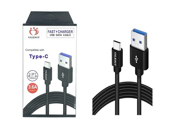 Grote foto olesit usb c type c 1 meter fast charge 3.6a snelle oplaadkabel veilig laden data sync tra telecommunicatie opladers en autoladers