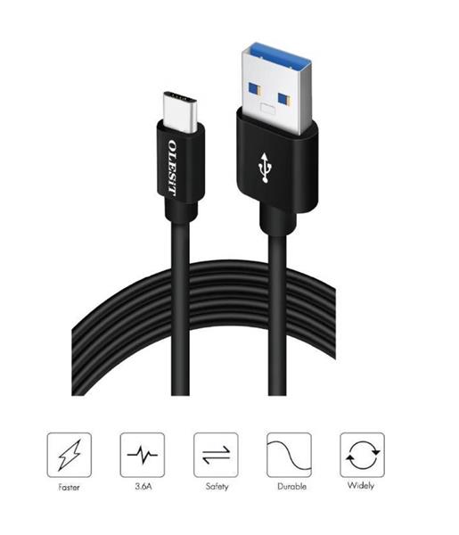 Grote foto olesit usb c type c 1 meter fast charge 3.6a snelle oplaadkabel veilig laden data sync tra telecommunicatie opladers en autoladers