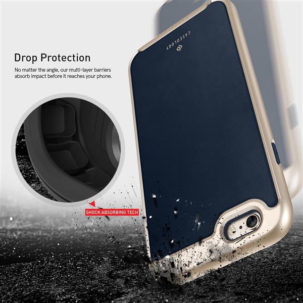 Grote foto caseology envoy series iphone 6s 6 leather navy blue iphone 6s 6 screenprotector telecommunicatie mobieltjes