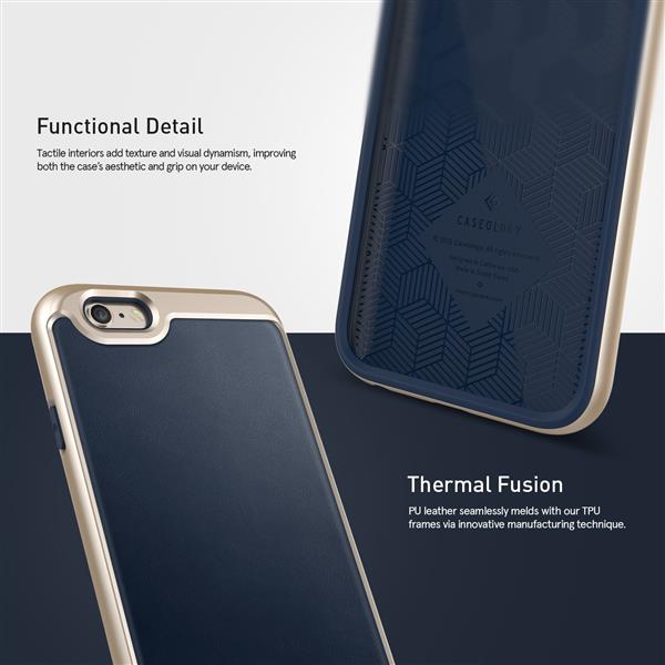 Grote foto caseology envoy series iphone 6s plus 6 plus leather navy blue iphone 6s 6 plus screenprotect telecommunicatie mobieltjes