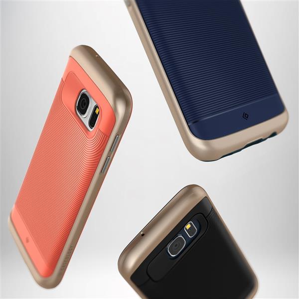 Grote foto caseology wavelength series shock proof grip cover samsung s7 case black gold s7 screen protec telecommunicatie mobieltjes