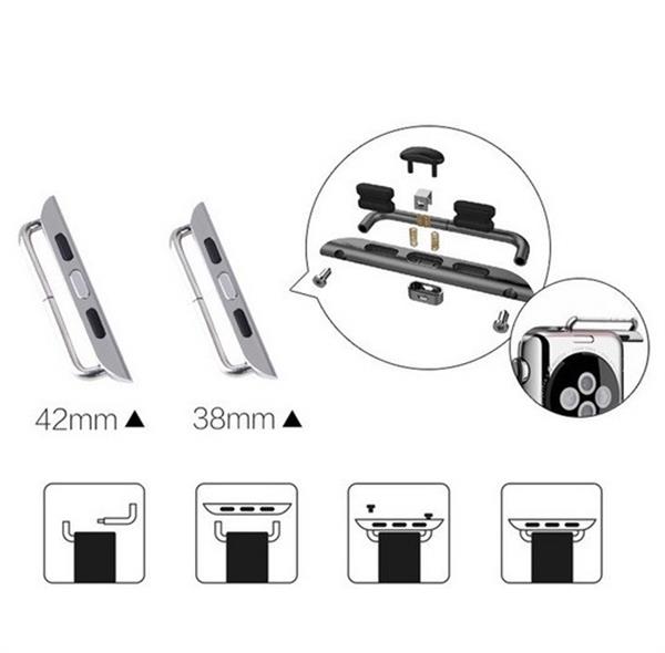 Grote foto apple watch adapter 38mm stalen band connector set van 2 zilver schroevendraaier kleding dames horloges