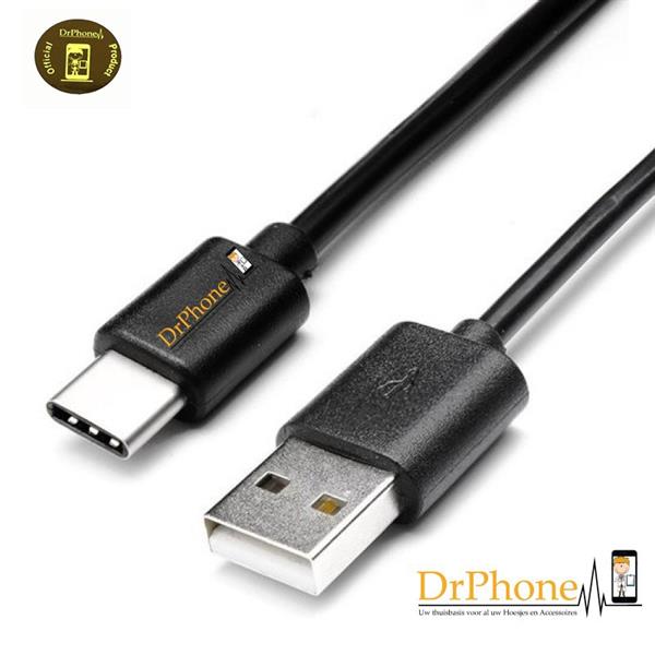 Grote foto 2 meter gecertificeerd type c usb kabel zwart telecommunicatie opladers en autoladers