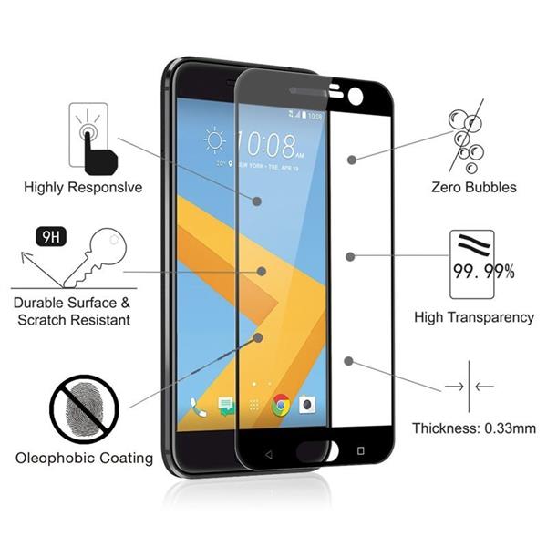 Grote foto professionele htc 10 tempered glass 3d curve design full screen coverage goud telecommunicatie mobieltjes