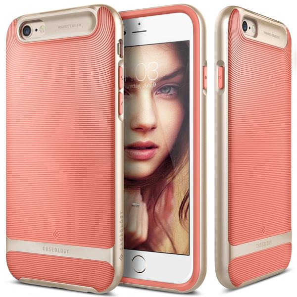 Grote foto caseology wavelength series iphone 6s 6 plus coral pink iphone 6s 6 plus screenprotector telecommunicatie mobieltjes