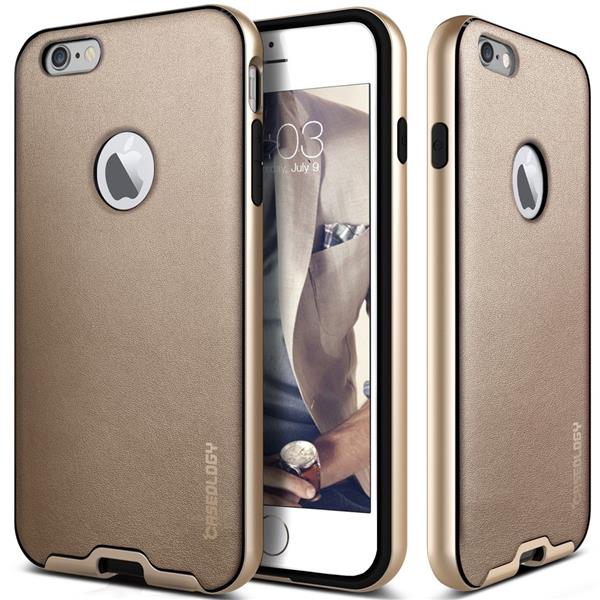 Grote foto caseology bumper frame case iphone 6s 6 plus leather chopper gold screen protector telecommunicatie mobieltjes