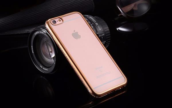Grote foto crystal diamant iphone 6s plus 6 plus bling case transparant goud telecommunicatie mobieltjes