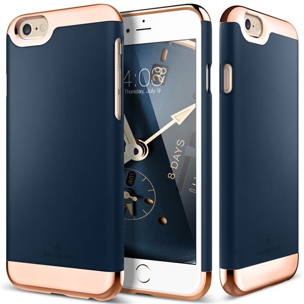 Grote foto caseology savoy series iphone 6s plus 6 plus navy blue tempered glass screenprotector telecommunicatie mobieltjes