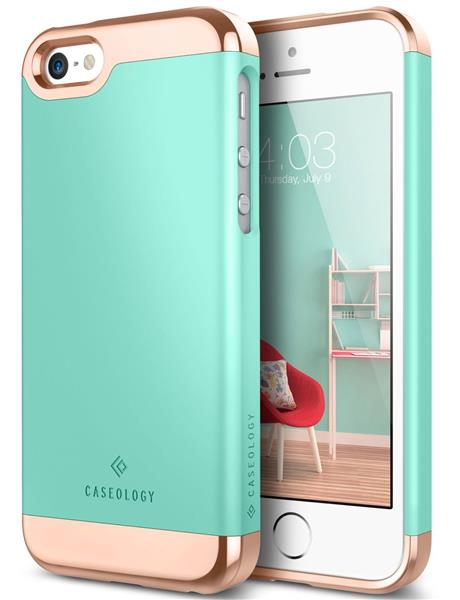 Grote foto caseology savoy series iphone se 5s 5 turquiose mint screenprotector telecommunicatie mobieltjes