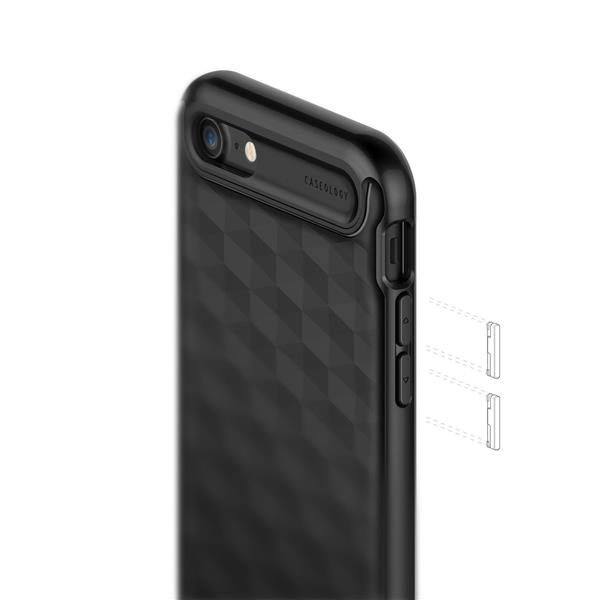 Grote foto caseology parallax series shock proof grip case iphone 7 8 black black screenprotector telecommunicatie mobieltjes