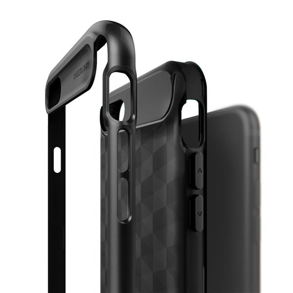 Grote foto caseology parallax series shock proof grip case iphone 7 8 black black screenprotector telecommunicatie mobieltjes