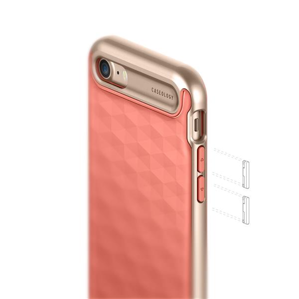Grote foto caseology parallax series shock proof grip case iphone 7 8 coral pink screenprotector telecommunicatie mobieltjes