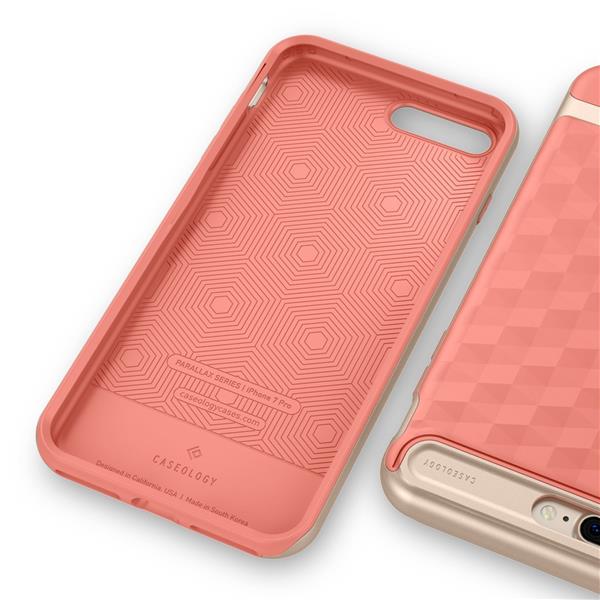 Grote foto caseology parallax series shock proof grip case iphone 7 8 plus coral pink screenprotector telecommunicatie mobieltjes