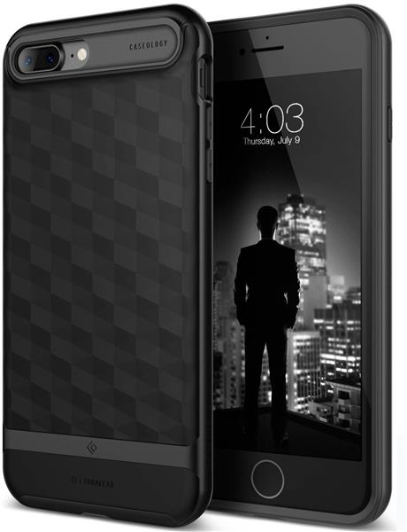 Grote foto caseology parallax series shock proof grip case iphone 7 8 plus black black screenprotector telecommunicatie mobieltjes