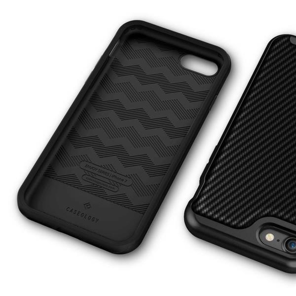 Grote foto caseology envoy series iphone 8 7 matte carbon fiber black iphone screenprotector hd telecommunicatie mobieltjes