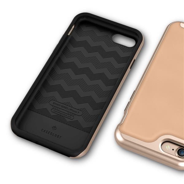 Grote foto caseology envoy series iphone 8 7 leather beige iphone screenprotector hd telecommunicatie mobieltjes