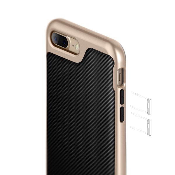 Grote foto caseology envoy series iphone 8 7 plus carbon fiber black gold iphone screenprotector hd telecommunicatie mobieltjes