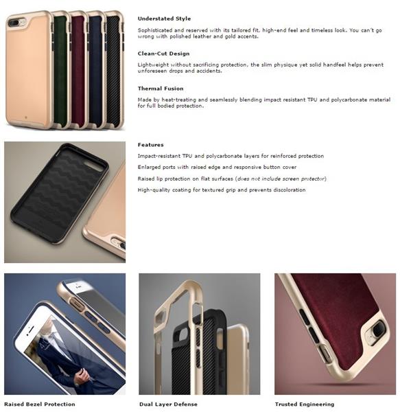 Grote foto caseology envoy series iphone 8 7 plus carbon fiber black gold iphone screenprotector hd telecommunicatie mobieltjes