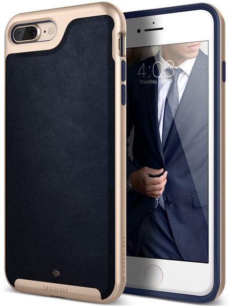 Grote foto caseology envoy series iphone 8 7 plus leather navy blue iphone screenprotector hd telecommunicatie mobieltjes