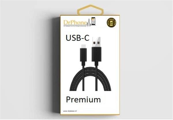 Grote foto 2 meter gecertificeerd type c usb kabel zwart telecommunicatie opladers en autoladers