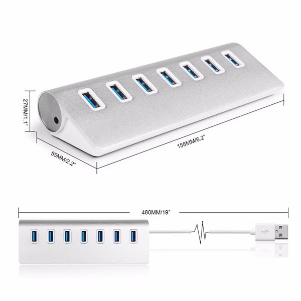 Grote foto 7 poort luxe premium aluminium usb 3.0 hub switch splitter verdeler plug play computers en software overige computers en software