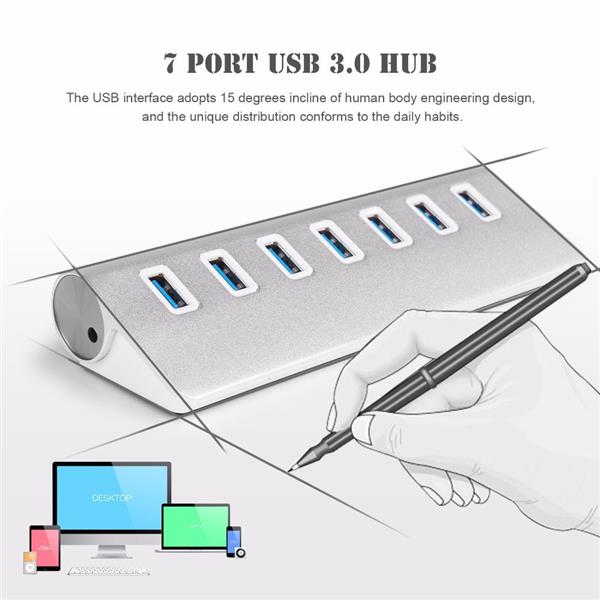 Grote foto 7 poort luxe premium aluminium usb 3.0 hub switch splitter verdeler plug play computers en software overige computers en software