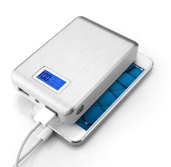 Grote foto 100 10400 mah powerbank met led indicatie led lamp luxurious silver telecommunicatie opladers en autoladers