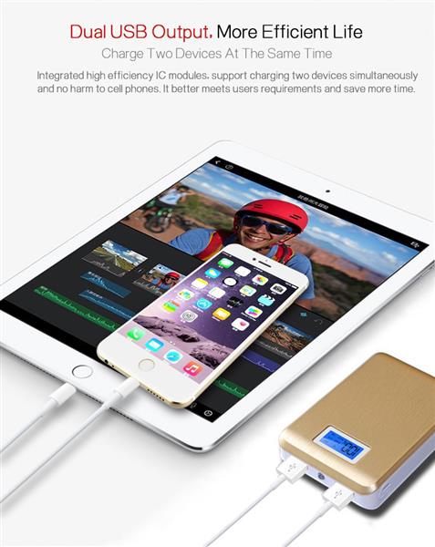 Grote foto 100 10400 mah powerbank met led indicatie led lamp luxurious goud telecommunicatie opladers en autoladers