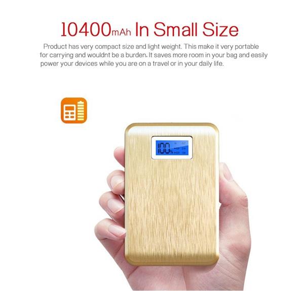 Grote foto 100 10400 mah powerbank met led indicatie led lamp luxurious goud telecommunicatie opladers en autoladers