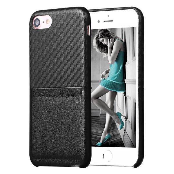 Grote foto iphone 7 plus x level card case carbon style kaarthouder case zwart telecommunicatie mobieltjes