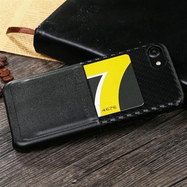 Grote foto iphone 7 plus x level card case carbon style kaarthouder case zwart telecommunicatie mobieltjes