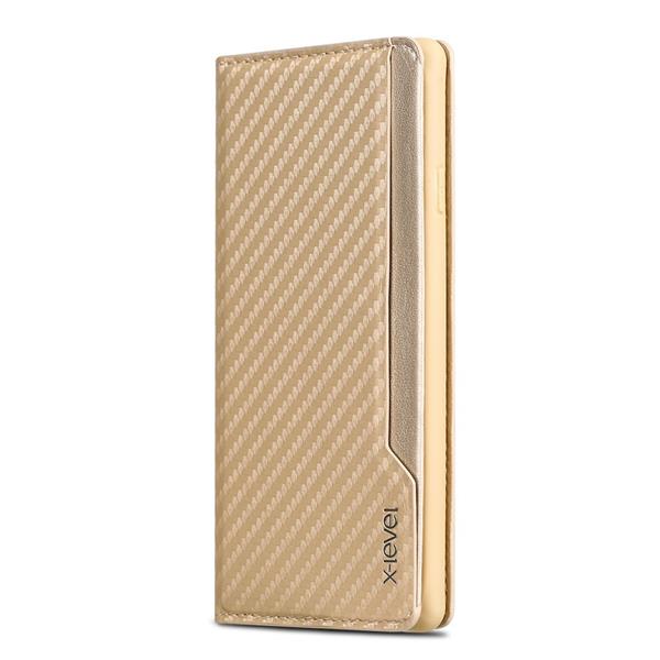 Grote foto iphone 7 plus x level wallet serie 2 carbon style portemonnee case goud telecommunicatie mobieltjes