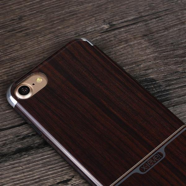 Grote foto iphone 7 plus x level natureliving luxe houtenstyle tpu case donkerbruin telecommunicatie mobieltjes