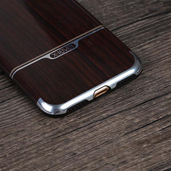 Grote foto iphone 7 plus x level natureliving luxe houtenstyle tpu case donkerbruin telecommunicatie mobieltjes