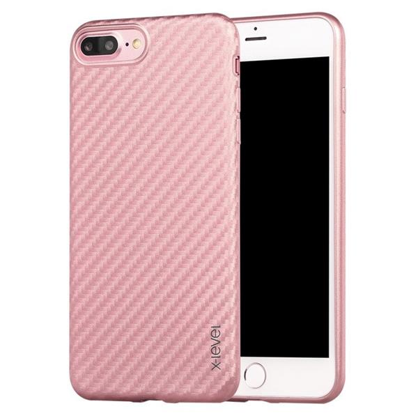 Grote foto iphone 7 plus x level 0.8mm carbon fiber textuur tpu soft case rosegold telecommunicatie mobieltjes