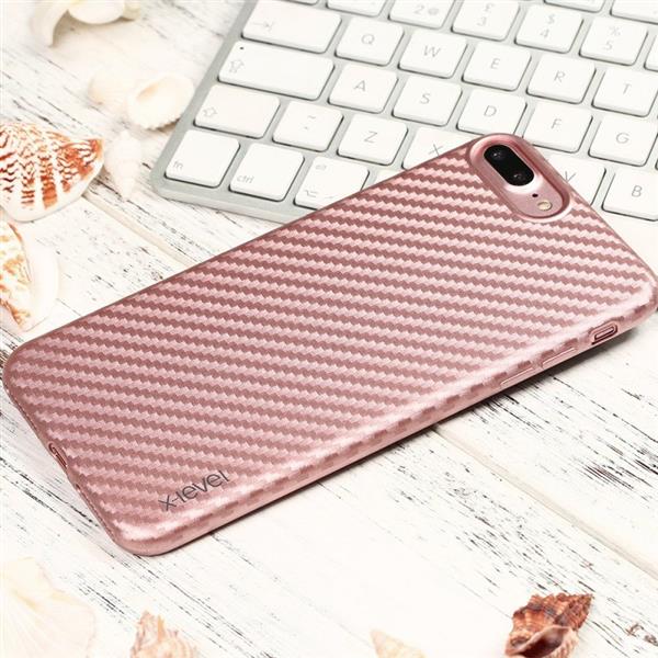 Grote foto iphone 7 plus x level 0.8mm carbon fiber textuur tpu soft case rosegold telecommunicatie mobieltjes