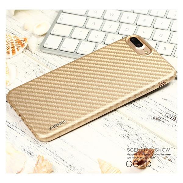 Grote foto iphone 7 plus x level 0.8mm carbon fiber textuur tpu soft case goud telecommunicatie mobieltjes