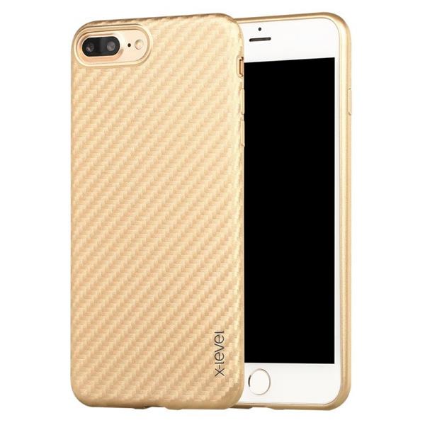 Grote foto iphone 7 x level 0.8mm carbon fiber textuur tpu soft case goud telecommunicatie mobieltjes